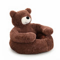 Big cat bed shaped like a brown teddy bear, its curly plush arms wrapped round a round bed