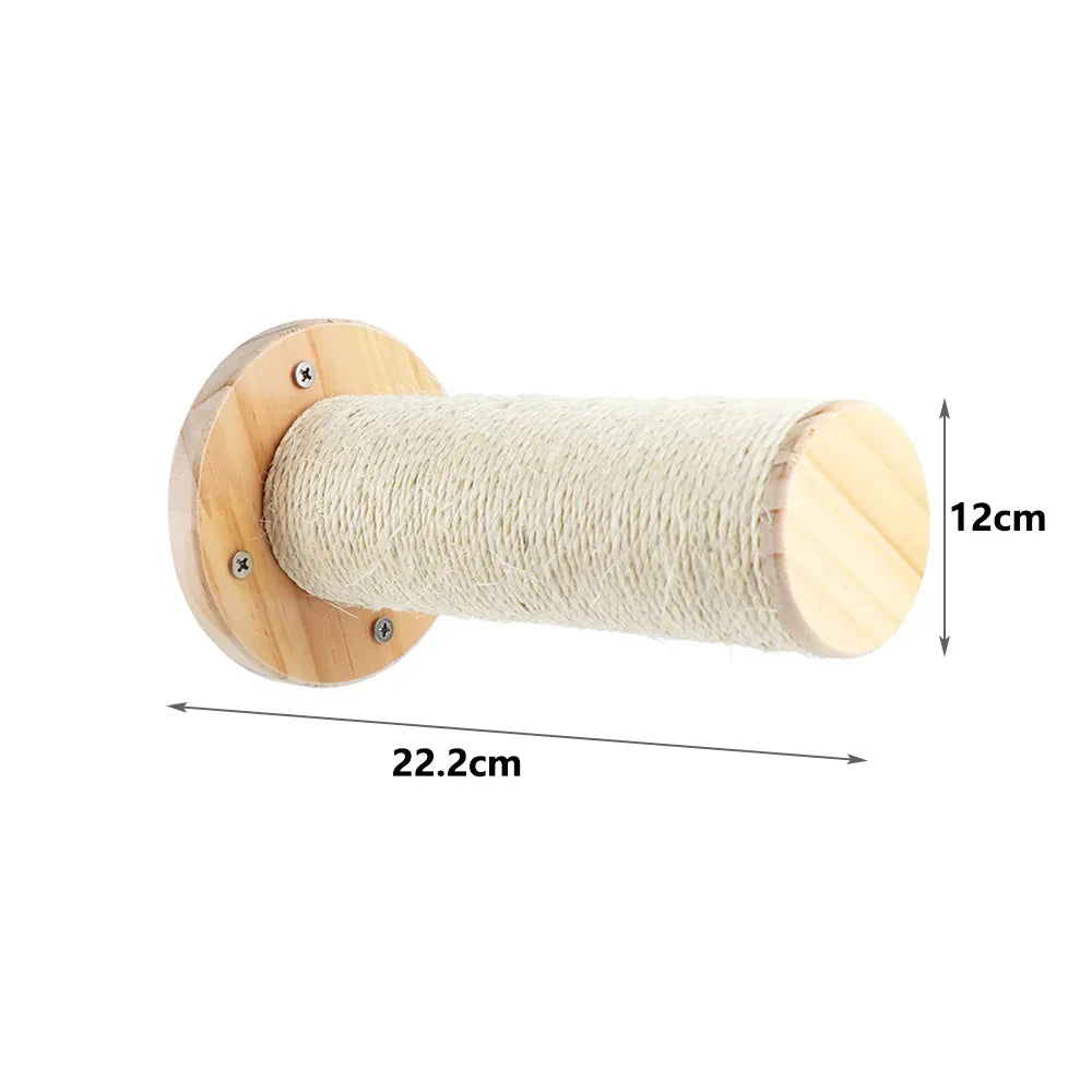 Single sisal-wrapped wall post on a round pine plate, 22.2 cm long and 12 cm across