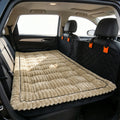 Corduroy pet mat in coffee, a light sandy beige wide-rib plush, laid across a car's back seat