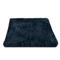 Dog bed mattress in very dark navy long plush, a thick rectangular pad on a white background