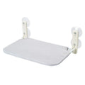 Window cat bed with a flat grey mesh platform on white folding brackets, each fixed by two suction cups