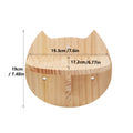 Size chart for the wooden cat-face shelf: 19.3 cm wide, 19 cm high, platform 17.2 cm deep