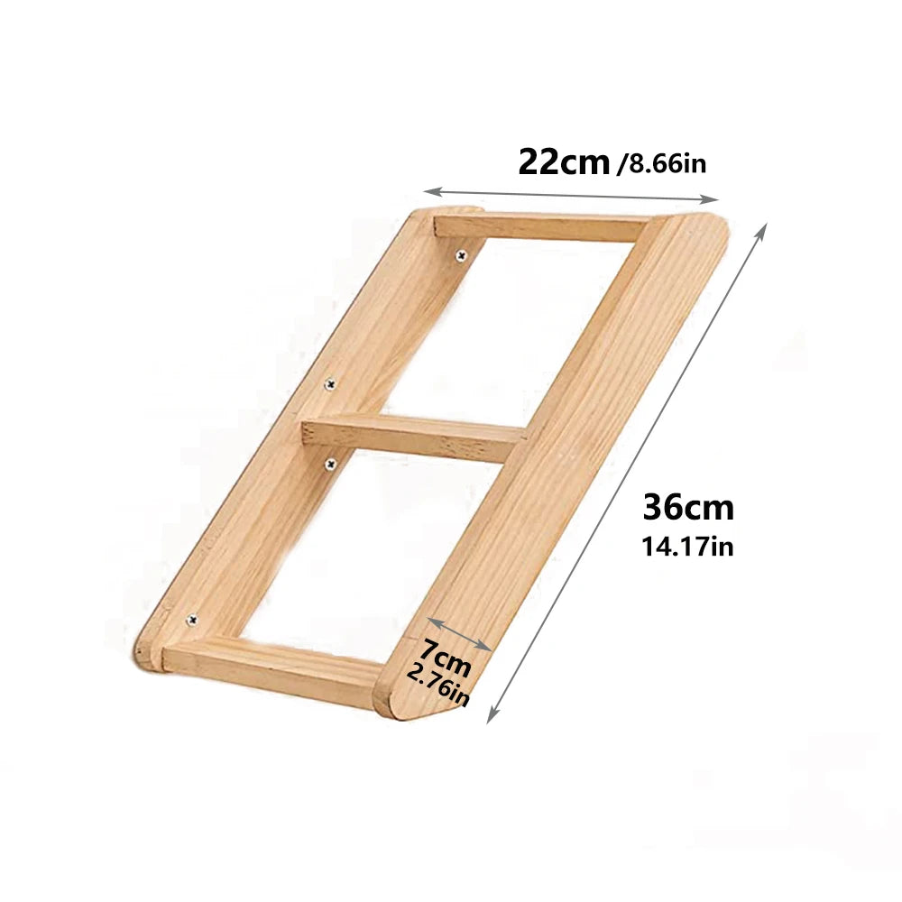 Size chart for the wooden cat wall ladder: 36 cm long, 22 cm wide and 7 cm deep